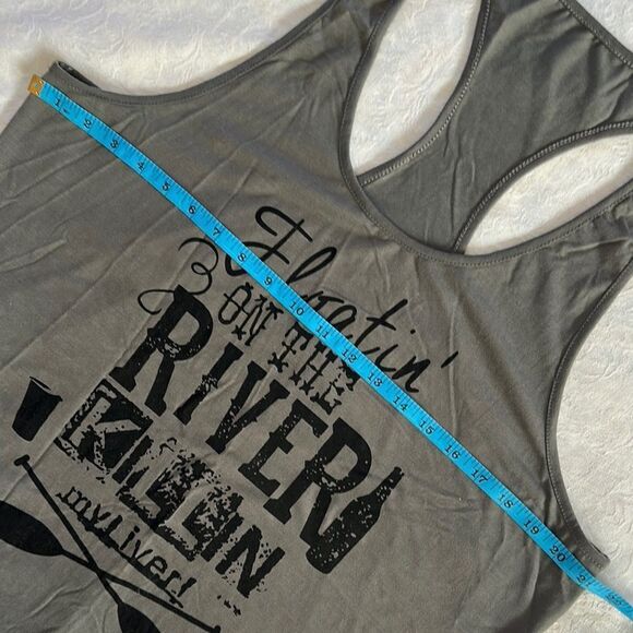Tank Top Gray Graphic Women's Racerback Plus Size 3XL Floatin - Picture 3 of 7